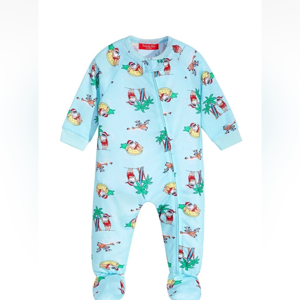 Family Pajamas Matching Baby Tropical Santa Footed Pajamas,